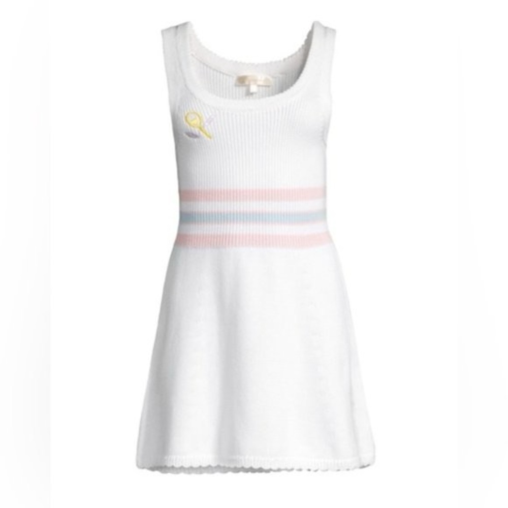 LoveShackFancy Indiana Tennis Mini Knit/Sweater Dress, Sz Medium (New) White - Picture 12 of 16